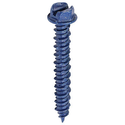 Paulin 3/16" x 1 1/4" Hex Washer Head Slotted Concreate Screw with Bit (Blue)